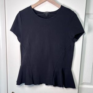 J Crew Black Short Sleeved Peplum Top Size Medium